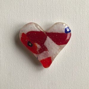 Red, White, and Blue Recycled Glass Heart